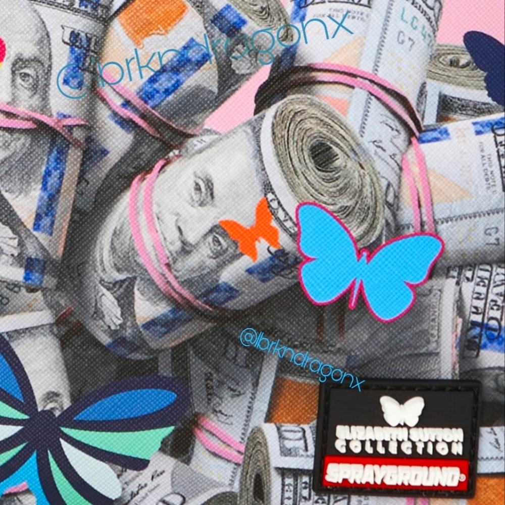 Sprayground Pink Butterfly Hustle Backpack Limited Edition Special Collab - Picture 7 of 9